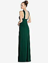 Rear View Thumbnail - Hunter Green Draped Twist Halter Low-Back Satin Empire Dress
