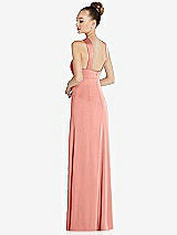 Rear View Thumbnail - Rose - PANTONE Rose Quartz Draped Twist Halter Low-Back Satin Empire Dress
