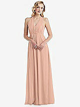 Alt View 5 Thumbnail - Pale Peach Empire Waist Shirred Skirt Convertible Sash Tie Maxi Dress