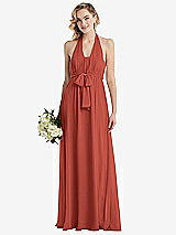 Alt View 1 Thumbnail - Amber Sunset Empire Waist Shirred Skirt Convertible Sash Tie Maxi Dress