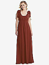 Front View Thumbnail - Auburn Moon Empire Waist Shirred Skirt Convertible Sash Tie Maxi Dress