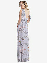 Alt View 2 Thumbnail - Butterfly Botanica Silver Dove Empire Waist Shirred Skirt Convertible Sash Tie Maxi Dress