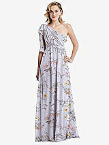 Alt View 3 Thumbnail - Butterfly Botanica Silver Dove Empire Waist Shirred Skirt Convertible Sash Tie Maxi Dress