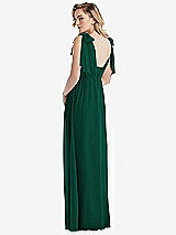 Alt View 2 Thumbnail - Hunter Green Empire Waist Shirred Skirt Convertible Sash Tie Maxi Dress
