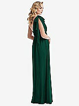 Alt View 4 Thumbnail - Hunter Green Empire Waist Shirred Skirt Convertible Sash Tie Maxi Dress