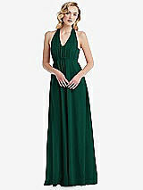 Alt View 5 Thumbnail - Hunter Green Empire Waist Shirred Skirt Convertible Sash Tie Maxi Dress