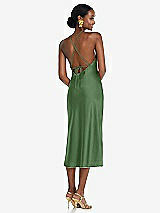Rear View Thumbnail - Vineyard Green Diamond Halter Bias Midi Slip Dress with Convertible Straps