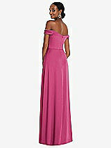 Alt View 3 Thumbnail - Tea Rose Off-the-Shoulder Flounce Sleeve Empire Waist Gown with Front Slit