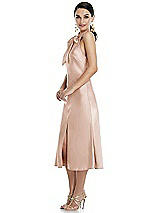 Side View Thumbnail - Cameo Scarf Tie Stand Collar Midi Bias Dress with Front Slit