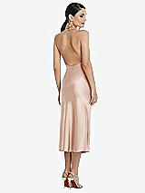 Rear View Thumbnail - Cameo Scarf Tie Stand Collar Midi Bias Dress with Front Slit
