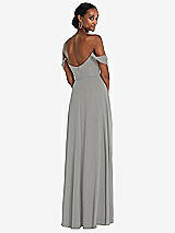 Rear View Thumbnail - Chelsea Gray Off-the-Shoulder Basque Neck Maxi Dress with Flounce Sleeves