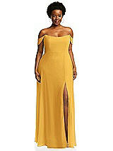 Alt View 1 Thumbnail - NYC Yellow Off-the-Shoulder Basque Neck Maxi Dress with Flounce Sleeves