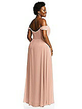 Alt View 3 Thumbnail - Pale Peach Off-the-Shoulder Basque Neck Maxi Dress with Flounce Sleeves