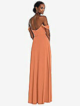 Rear View Thumbnail - Sweet Melon Off-the-Shoulder Basque Neck Maxi Dress with Flounce Sleeves
