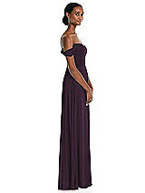 Side View Thumbnail - Aubergine Off-the-Shoulder Basque Neck Maxi Dress with Flounce Sleeves