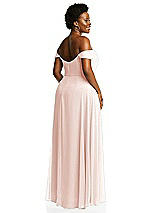 Alt View 3 Thumbnail - Blush Off-the-Shoulder Basque Neck Maxi Dress with Flounce Sleeves
