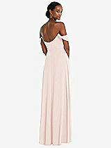 Rear View Thumbnail - Blush Off-the-Shoulder Basque Neck Maxi Dress with Flounce Sleeves