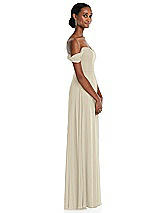 Side View Thumbnail - Champagne Off-the-Shoulder Basque Neck Maxi Dress with Flounce Sleeves
