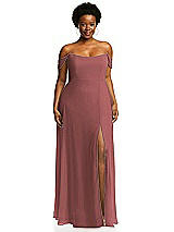 Alt View 1 Thumbnail - English Rose Off-the-Shoulder Basque Neck Maxi Dress with Flounce Sleeves