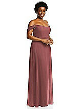 Alt View 2 Thumbnail - English Rose Off-the-Shoulder Basque Neck Maxi Dress with Flounce Sleeves
