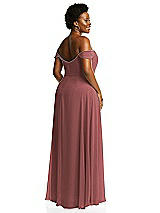 Alt View 3 Thumbnail - English Rose Off-the-Shoulder Basque Neck Maxi Dress with Flounce Sleeves