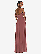 Rear View Thumbnail - English Rose Off-the-Shoulder Basque Neck Maxi Dress with Flounce Sleeves