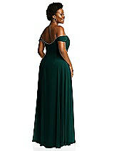 Alt View 3 Thumbnail - Evergreen Off-the-Shoulder Basque Neck Maxi Dress with Flounce Sleeves