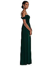 Side View Thumbnail - Evergreen Off-the-Shoulder Basque Neck Maxi Dress with Flounce Sleeves
