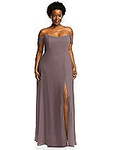 Alt View 1 Thumbnail - French Truffle Off-the-Shoulder Basque Neck Maxi Dress with Flounce Sleeves
