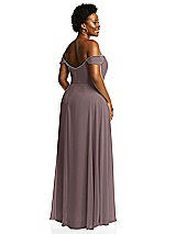 Alt View 3 Thumbnail - French Truffle Off-the-Shoulder Basque Neck Maxi Dress with Flounce Sleeves
