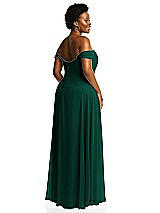 Alt View 3 Thumbnail - Hunter Green Off-the-Shoulder Basque Neck Maxi Dress with Flounce Sleeves