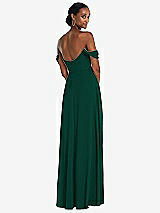 Rear View Thumbnail - Hunter Green Off-the-Shoulder Basque Neck Maxi Dress with Flounce Sleeves