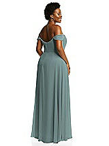Alt View 3 Thumbnail - Icelandic Off-the-Shoulder Basque Neck Maxi Dress with Flounce Sleeves