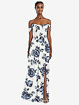Front View Thumbnail - Indigo Rose Off-the-Shoulder Basque Neck Maxi Dress with Flounce Sleeves