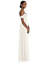 Side View Thumbnail - Ivory Off-the-Shoulder Basque Neck Maxi Dress with Flounce Sleeves