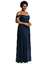 Alt View 2 Thumbnail - Midnight Navy Off-the-Shoulder Basque Neck Maxi Dress with Flounce Sleeves