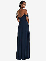 Rear View Thumbnail - Midnight Navy Off-the-Shoulder Basque Neck Maxi Dress with Flounce Sleeves