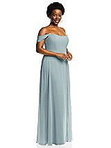 Alt View 2 Thumbnail - Morning Sky Off-the-Shoulder Basque Neck Maxi Dress with Flounce Sleeves