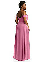 Alt View 3 Thumbnail - Orchid Pink Off-the-Shoulder Basque Neck Maxi Dress with Flounce Sleeves