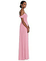 Side View Thumbnail - Peony Pink Off-the-Shoulder Basque Neck Maxi Dress with Flounce Sleeves