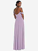 Rear View Thumbnail - Pale Purple Off-the-Shoulder Basque Neck Maxi Dress with Flounce Sleeves
