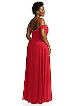 Alt View 3 Thumbnail - Parisian Red Off-the-Shoulder Basque Neck Maxi Dress with Flounce Sleeves