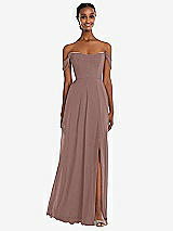 Front View Thumbnail - Sienna Off-the-Shoulder Basque Neck Maxi Dress with Flounce Sleeves
