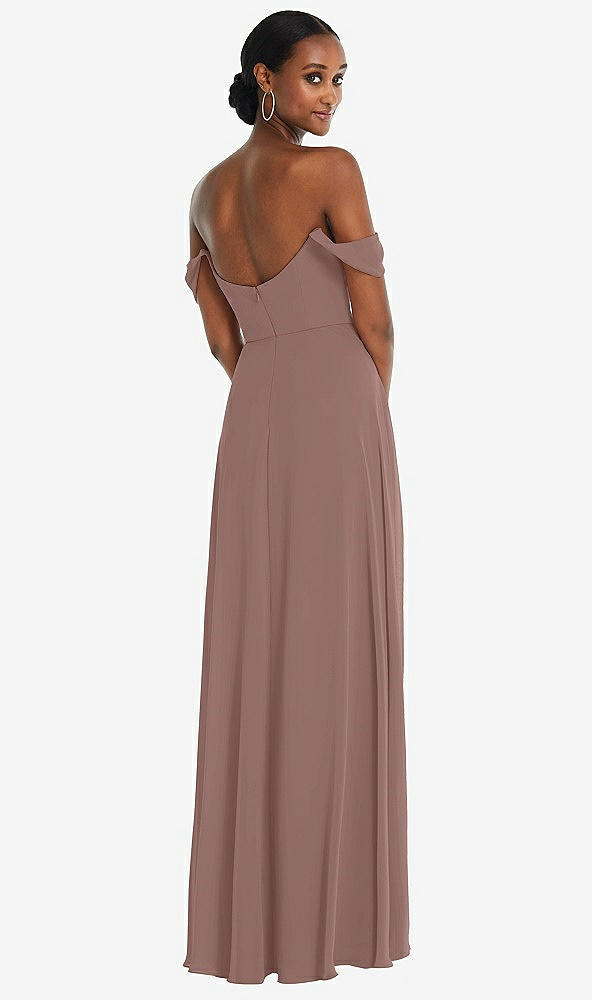 Back View - Sienna Off-the-Shoulder Basque Neck Maxi Dress with Flounce Sleeves