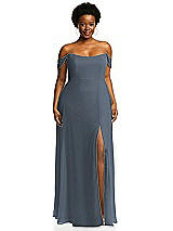 Alt View 1 Thumbnail - Silverstone Off-the-Shoulder Basque Neck Maxi Dress with Flounce Sleeves