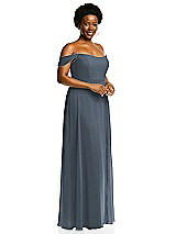 Alt View 2 Thumbnail - Silverstone Off-the-Shoulder Basque Neck Maxi Dress with Flounce Sleeves