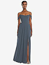 Front View Thumbnail - Silverstone Off-the-Shoulder Basque Neck Maxi Dress with Flounce Sleeves