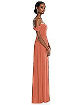 Side View Thumbnail - Terracotta Copper Off-the-Shoulder Basque Neck Maxi Dress with Flounce Sleeves