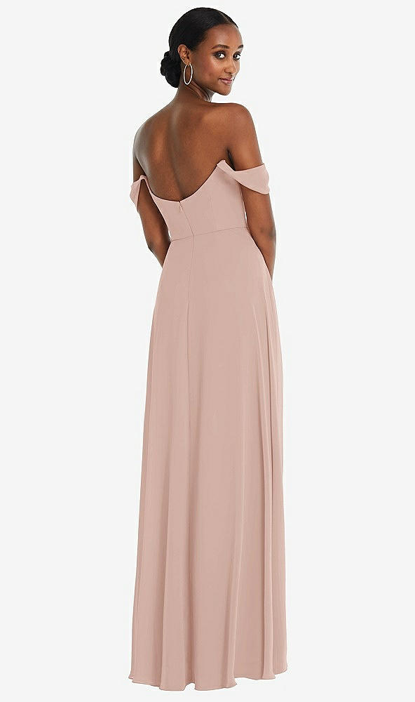 Back View - Toasted Sugar Off-the-Shoulder Basque Neck Maxi Dress with Flounce Sleeves