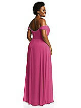 Alt View 3 Thumbnail - Tea Rose Off-the-Shoulder Basque Neck Maxi Dress with Flounce Sleeves